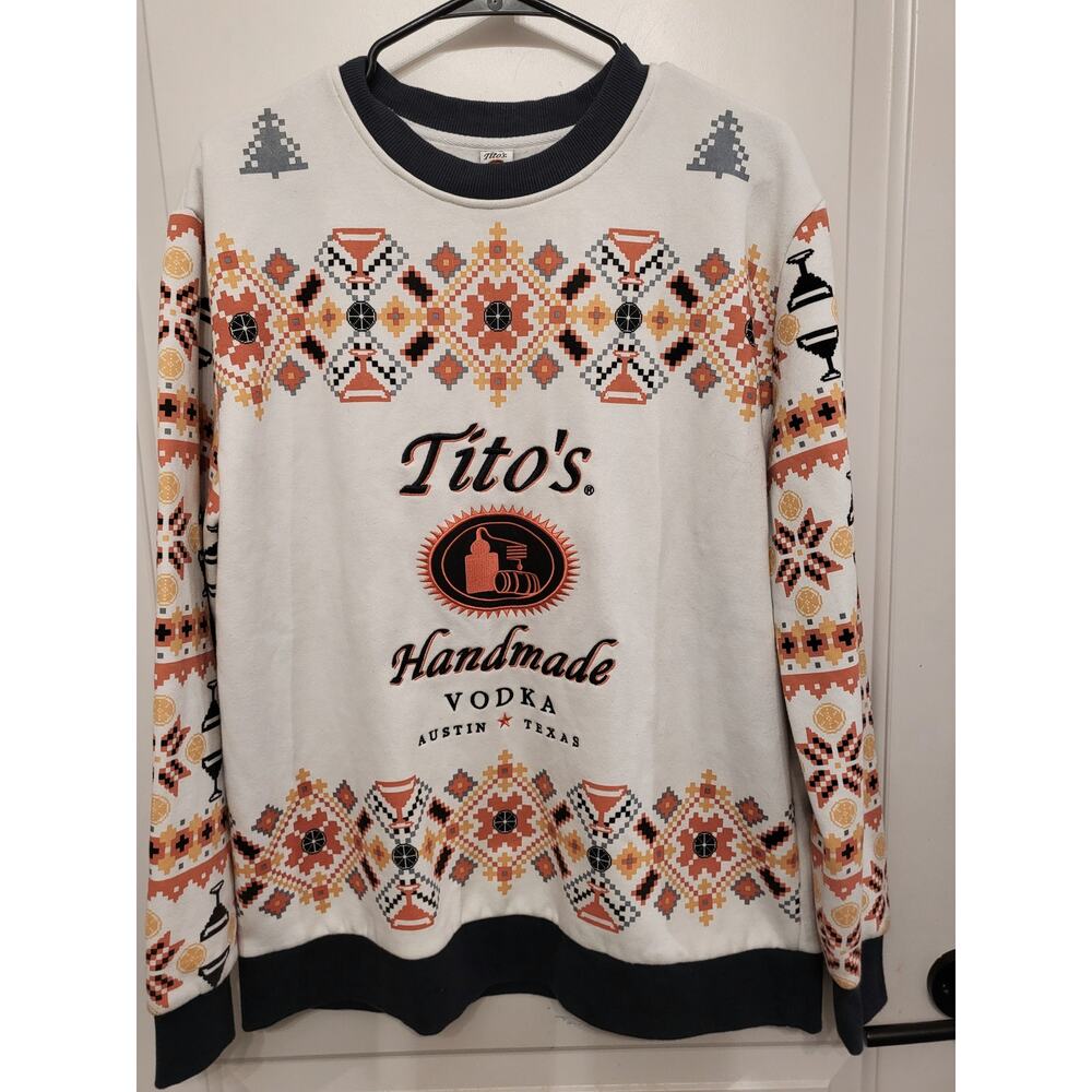 Tito's Vodka Embroidered Pullover Crewneck Holiday Sweatshirt